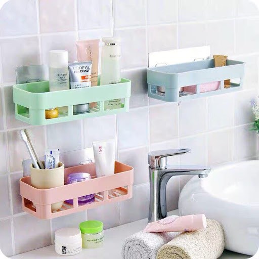 Kệ nhựa dán nhà tắm chữ nhật siêu chắc loại rẻ
