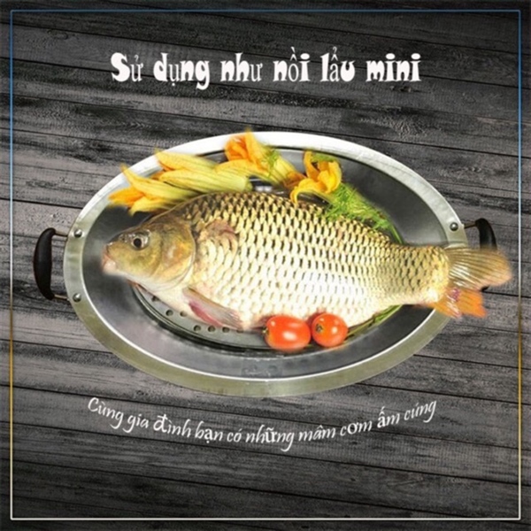 khay inox ăn lẩu hoặc nấu cá kích thước 50x30cm