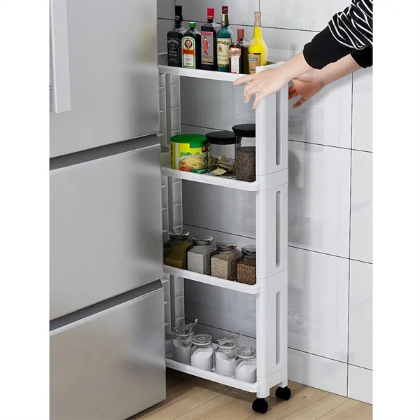 Kệ 4 tầng có bánh xe để khe tường mẫu mới