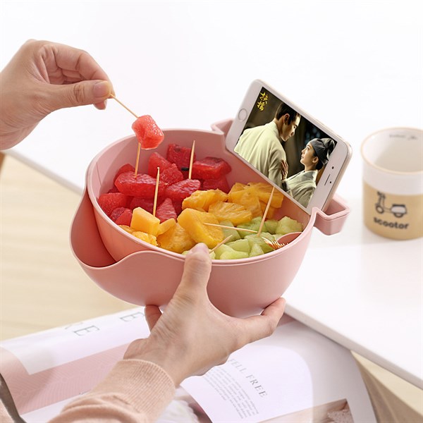 Rổ đựng trái cây 2 ngăn có giá đỡ điện thoại