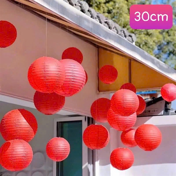 Set 10 lồng đèn cầu tròn đỏ size 30cm