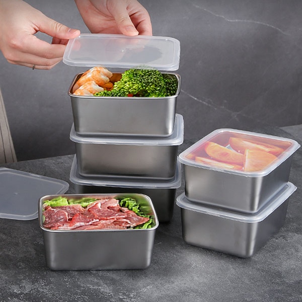 hộp đựng thực phẩm size nhỏ bằng inox 304 có nắp đậy 11cmx14cmx5cm
