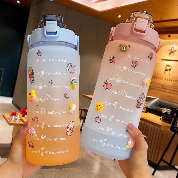 Bình Đựng Nước Tiktok 2L Dễ Thương Cute Có Vạch Báo Giờ Uống Nước