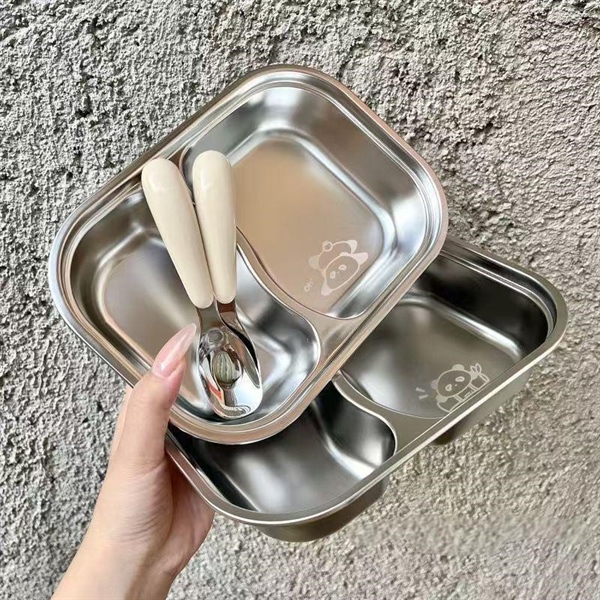 Khay Ăn Bằng Thép Không Gỉ kèm muỗng