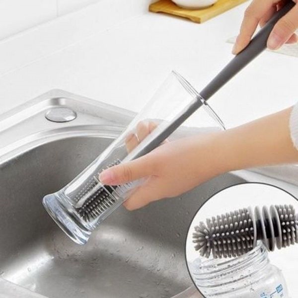 Cọ rửa vệ sinh ly cốc, bình sữa silicon cán dài
