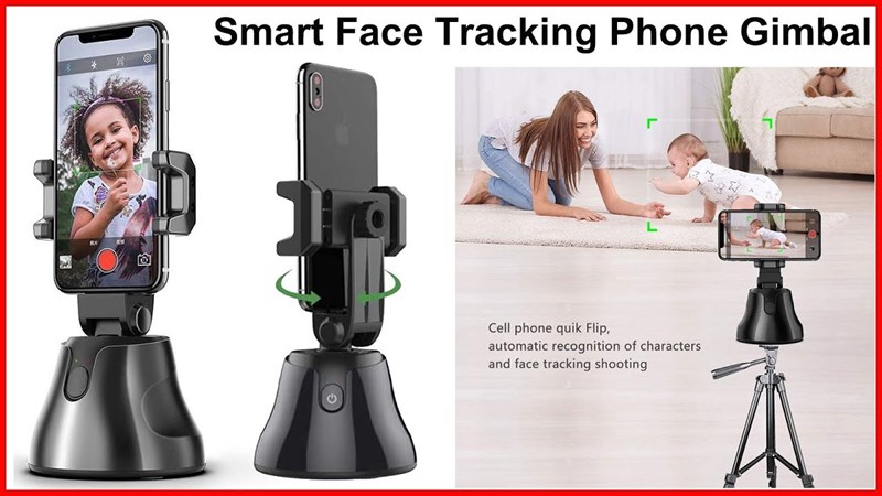 giá đỡ điện thoại thông minh nhận diện khuôn mặt, tự động xoay 360 độ
