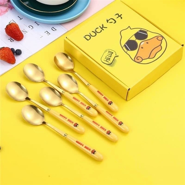 hộp 6 muỗng vịt cán dài