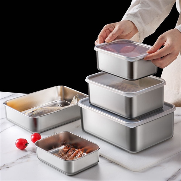 Hộp đựng thực phẩm size trung bằng inox 304 có nắp đậy 18x13x6cm