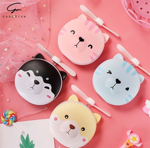 Quạt gương hình thú có đèn led