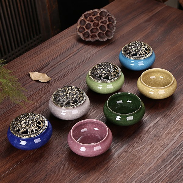 Dụng cụ đốt trầm mẫu to bằng gốm kèm 30 nụ trầm