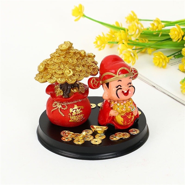Bộ tượng ông thần tài và cây Kim Tiền kèm đế full hộp