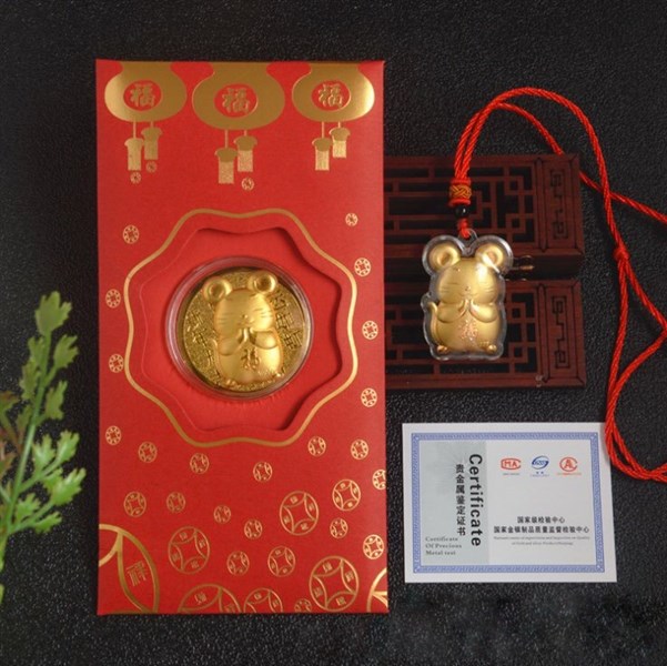 Bao lì xì hình chuột mạ vàng